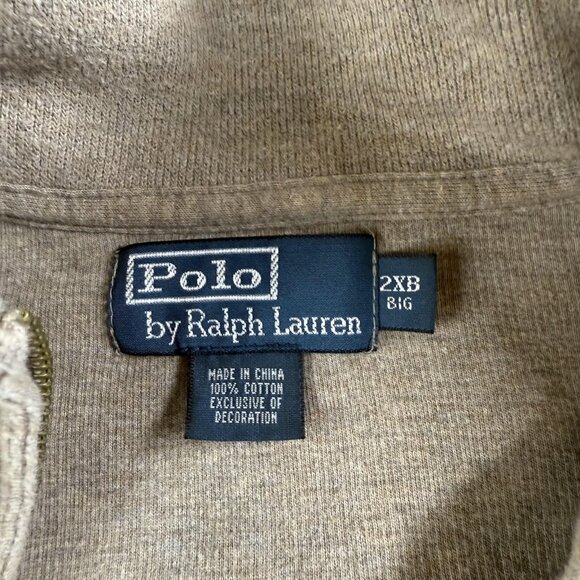 Polo Ralph Lauren Pullover Sweater Mens 2XL Big Beige Quarter Zip Cotton Classic - Picture 5 of 13